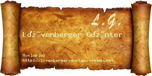 Lövenberger Günter névjegykártya